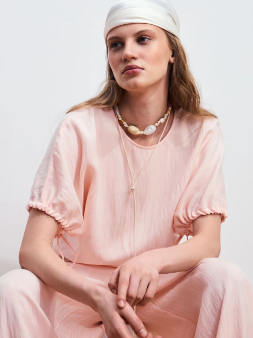 Блуза из лиоцелла с завязками на рукавах ZR2605022022-96 / Zarina