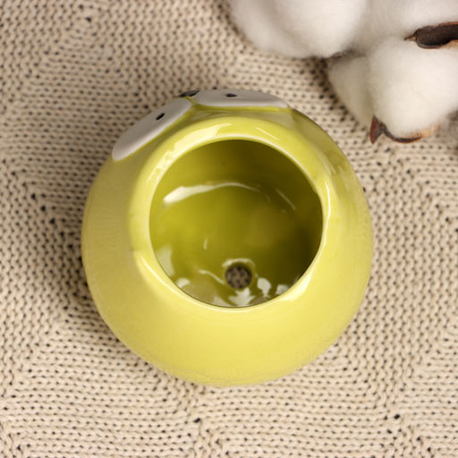 Горшок для цветов «Сова Гриня» керамический, 150 мл, 5×6 см, жёлтый