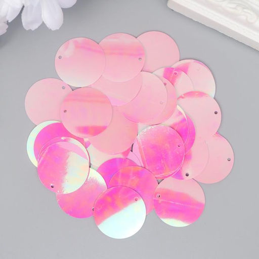 Пайетки Круг розовые набор 30 гр d=2,5 см - Арт узор фото 2