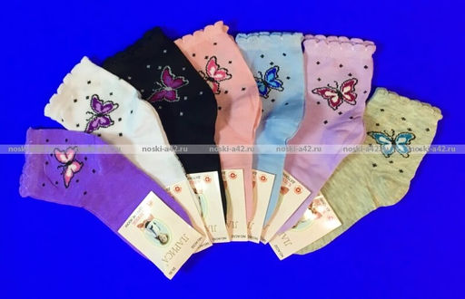 Цена за 12 пар. Лариса носки детские на девочку Кошка внутри махра 15-20 ( длина стопы носка 12-13 см)  фото 3