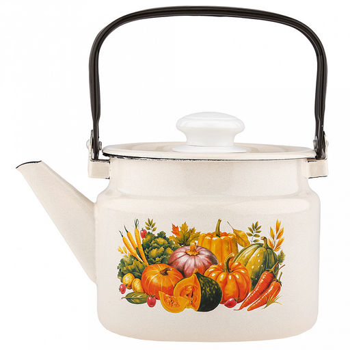 "Осенний карнавал" Чайник эмалированный 2л, металлическая крышка (Россия)