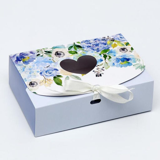 Цена за 5 шт. Подарочная коробка сборная с окном «Лиловые цветы», 16.5×11,5×5 см