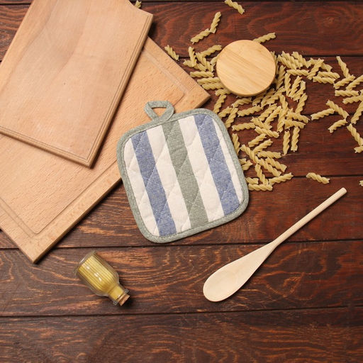 Прихватка Доляна Полоса цв.син/зел 17*17 см 50%п/э 50% хл  фото 5