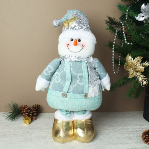 Новогоднее украшение Снеговик на телескопических ножках 35/60 см / HZ010 /уп 60/бирюзовый - Галеонтрейд фото 2