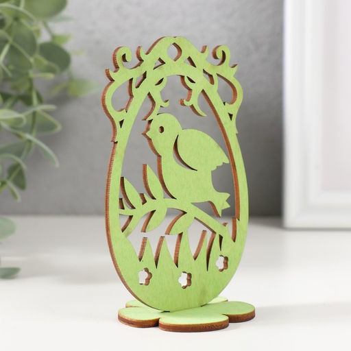 Цена за 3 шт. Декор Пасхальный "Птенчик" 6,5х4,7х10,3 см (набор 2 детали) салатовый