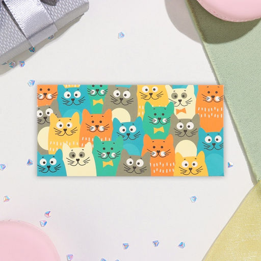 Цена за 10 шт. Конверт для денег Универсальный котики, 16,5х8 см - Simaland фото 2