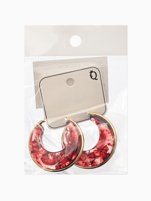 Серьги-кольца акрил «Тренд», бордовые в золоте