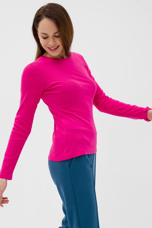 Лонгслив женский из рибаны малина - Амадэль фото 2