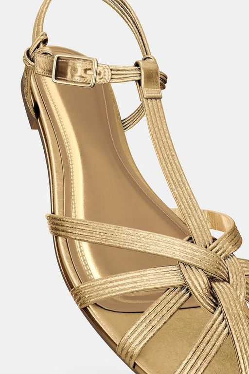 STRAPPY METALLIC-EFFECT CAGE SANDALS - Zara фото 2