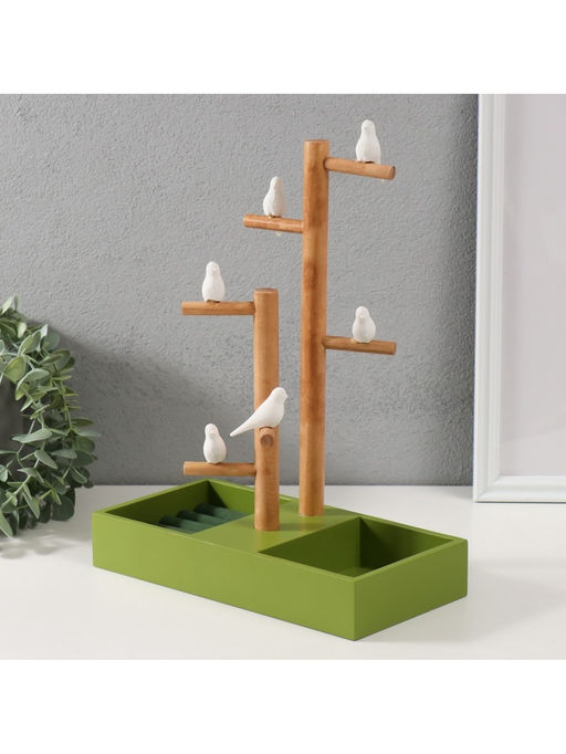 Подставка для украшений «Птички на дереве», зелёный, 24×12×32 см