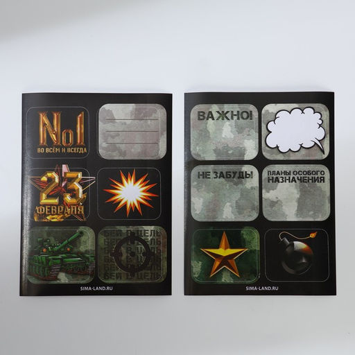 Подарочный набор С 23 февраля: блокнот А6 32 листа, значок, наклейки 12 шт., карандаши 2 шт. - Artfox фото 7