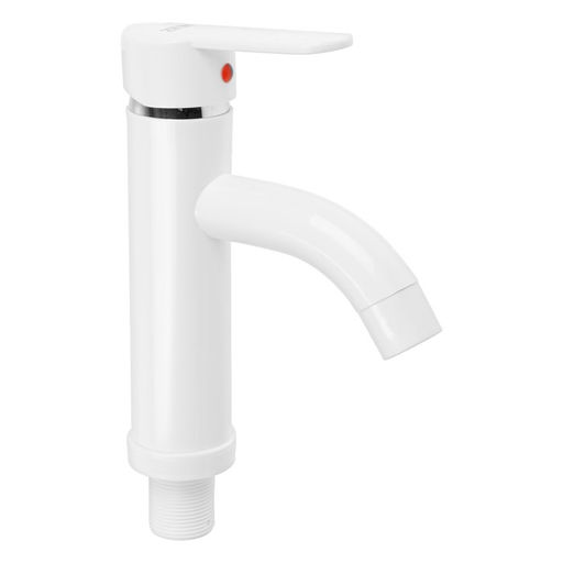 Смеситель для раковины ZEIN Z3651, однорычажный, высота излива 8 см, ABS-пластик, белый