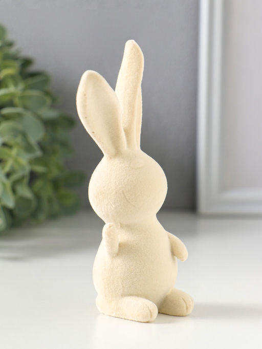 Фигурка полистоун, флок «Весёлый заяц - Привет!», 5×5×11.5 см