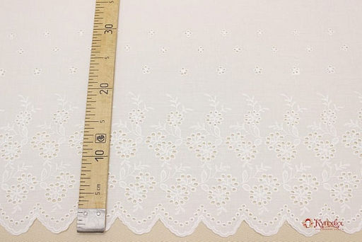 Шитье Цветочные гроздья по кайме (фестоны с 2х сторон) цв.молочно-белый, ш.1.34м, батист, хл-100% - Купава фото 2