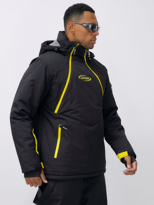 Горнолыжный костюм анорак мужской зимний черного цвета 389Ch - Leifensh фото 18