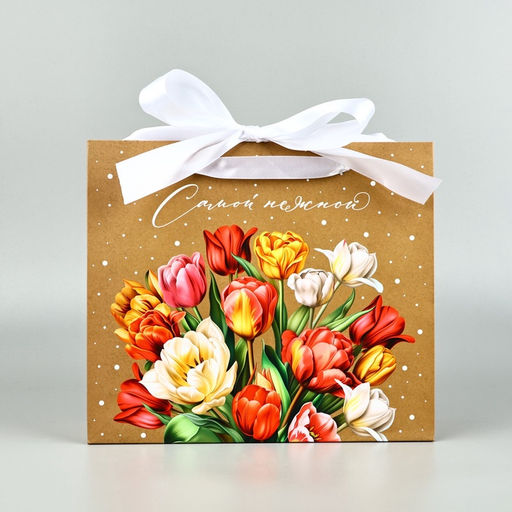 Пакет ламинированный с лентой Самой нежной, M 30?9?26 см