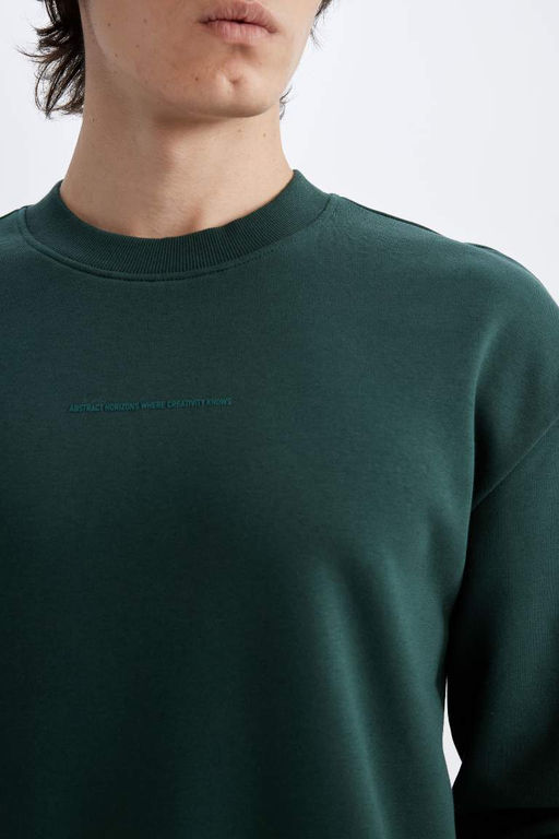 Толстовка свободного кроя с круглым вырезом и принтом - Defacto фото 6