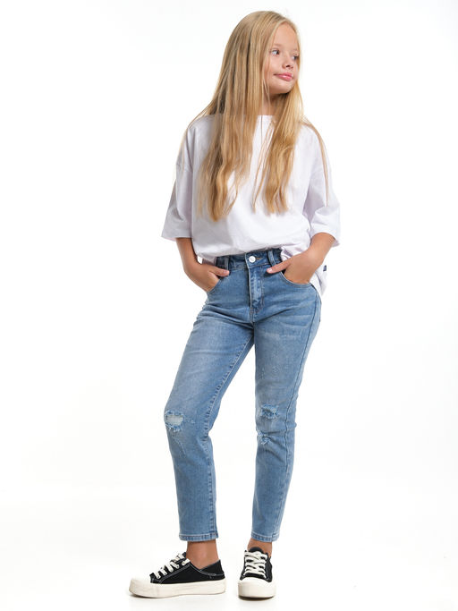 Джинсы синие для девочки 33-1062 синий - Mini maxi фото 7