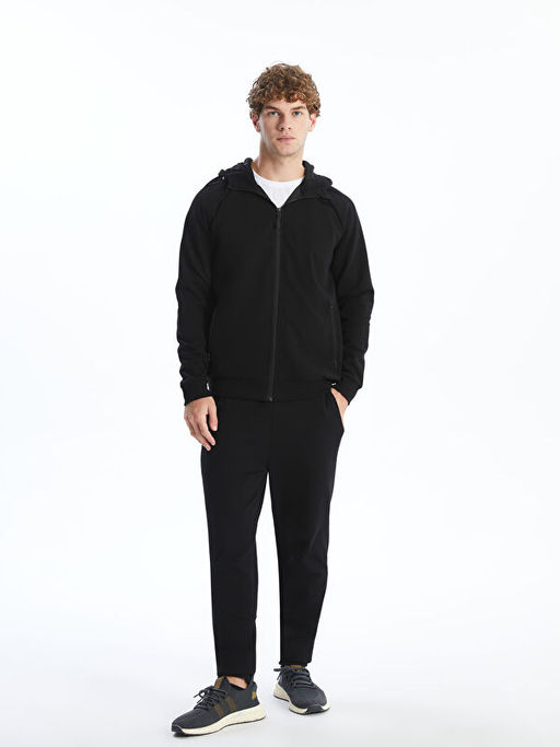 Kap??onlu Uzun Kollu Erkek Fermuarl? Sweatshirt