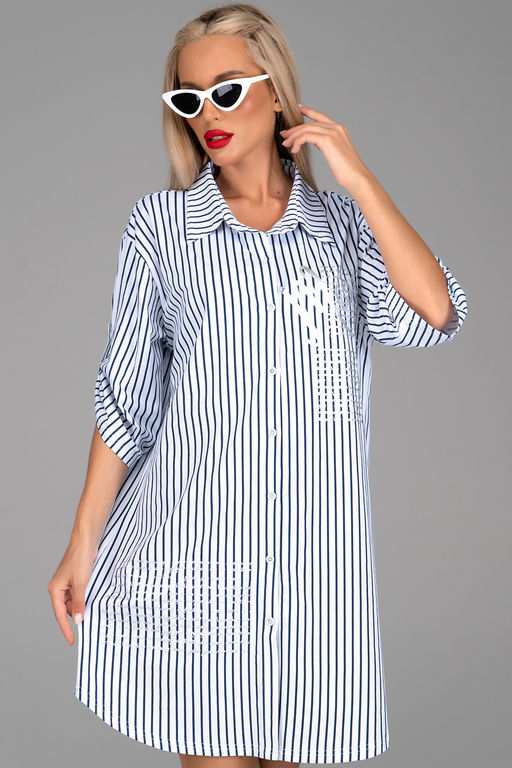 Платье  рубашка Молли (мелкая полоска) - Эльза фото 7