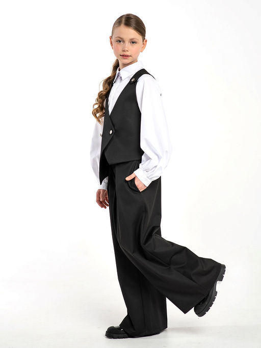 Черный школьный жилет для девочки Mooriposh, модель 1121 фото 5