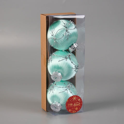 Ёлочные игрушки Хайдвин, шары новогодние, d=8 см, набор 3 шт., нежность, зелёный - Зимнее волшебство фото 2