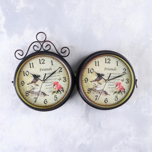 Часы настенные интерьерные «Птички», двусторонние, на подвесе, бесшумные, плавный ход, 24×40 см, циферблат d=17 см