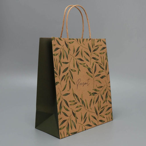 Цена за 2 шт. Пакет подарочный крафтовый, упаковка, «Подарок», ML 23 х 27 х 11.5 см