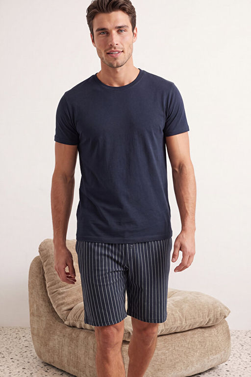 Lacivert Regular Fit Alt _izgili _ortlu Pijama Tak_m_ TMNSS22EM0013 - Trendyolmilla фото 2