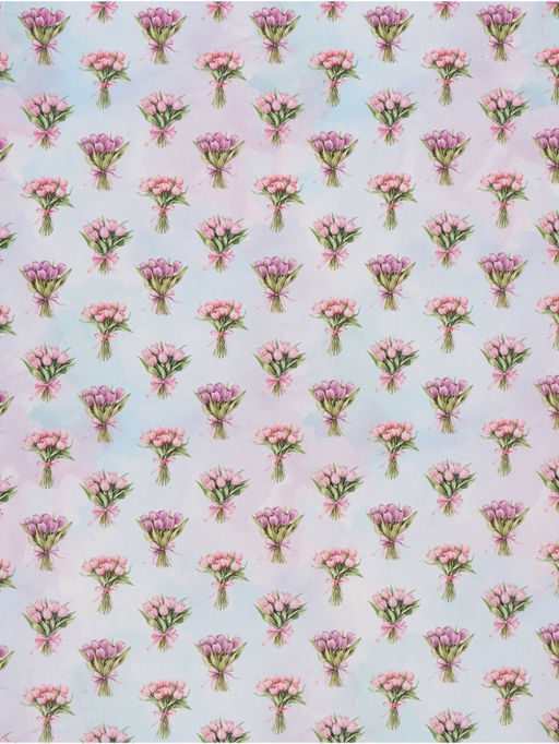 Цена за 10 шт. Бумага упаковочная глянцевая Букетик цветов, 70 ? 100 см