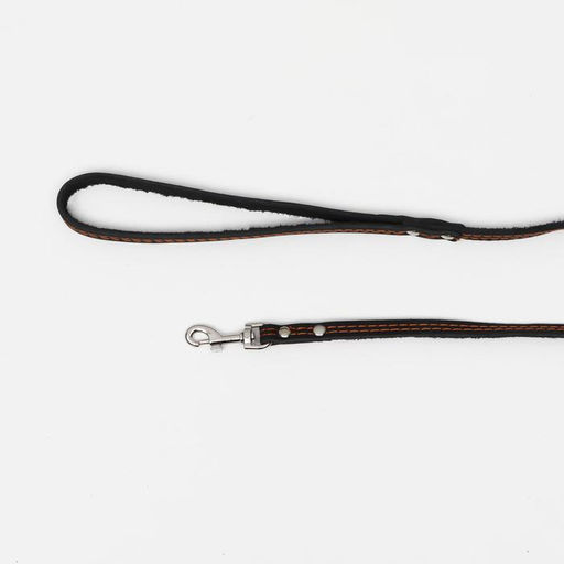 Поводок кожаный однослойный, простроченный, 1.37 м х 1 см, чёрный - Пижон фото 3