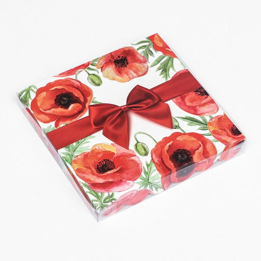 Цена за 5 шт. Коробка для печенья, Красный бант 21?21?3 см