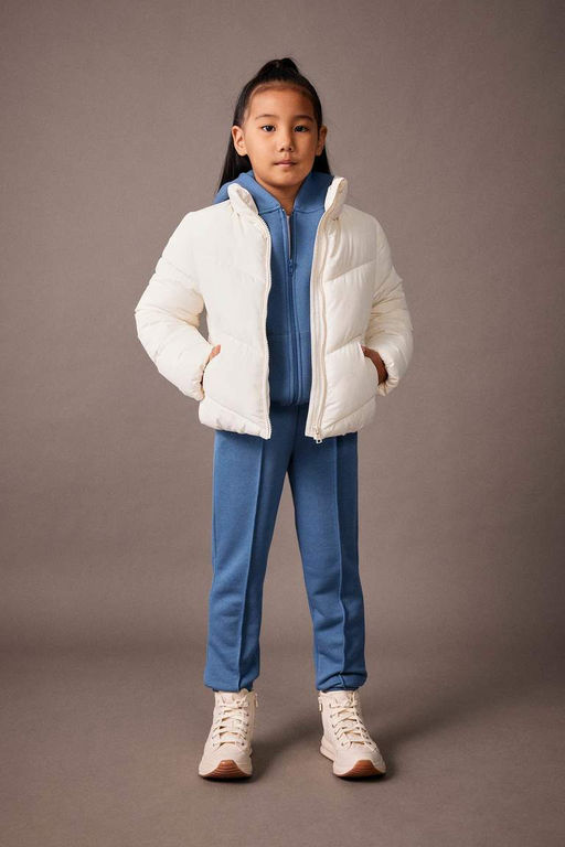 Водоотталкивающий пуховик с воротником-стойкой и полярной подкладкой для девочек - Defacto фото 2