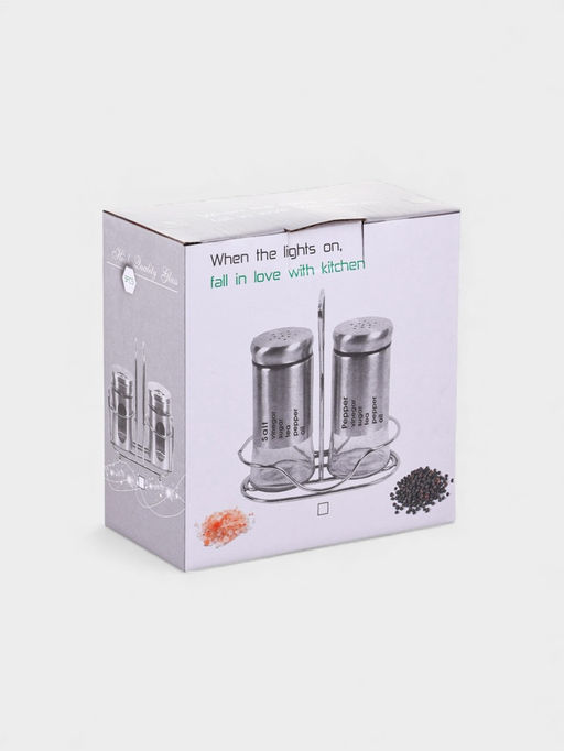 Набор для специй "Сияние.Black/White", 2 шт, на подставке