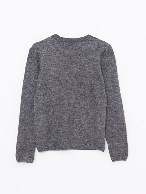 Bisiklet Yaka Desenli Pul ??lemeli Uzun Kollu K?z ?ocuk Triko Kazak - Waikiki фото 2