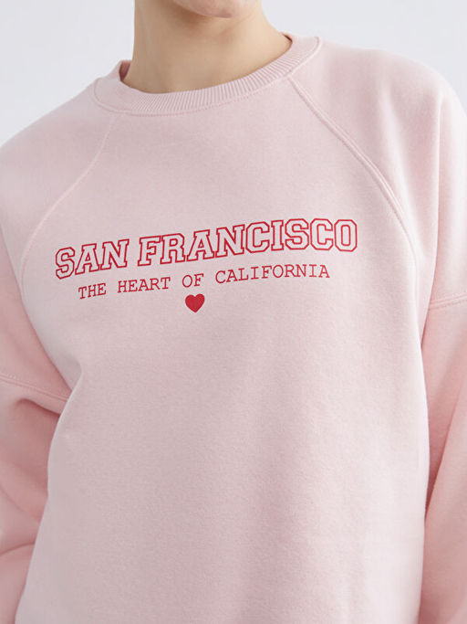 Bask?l? Oversize Kad?n Kal?n Sweatshirt Tunik