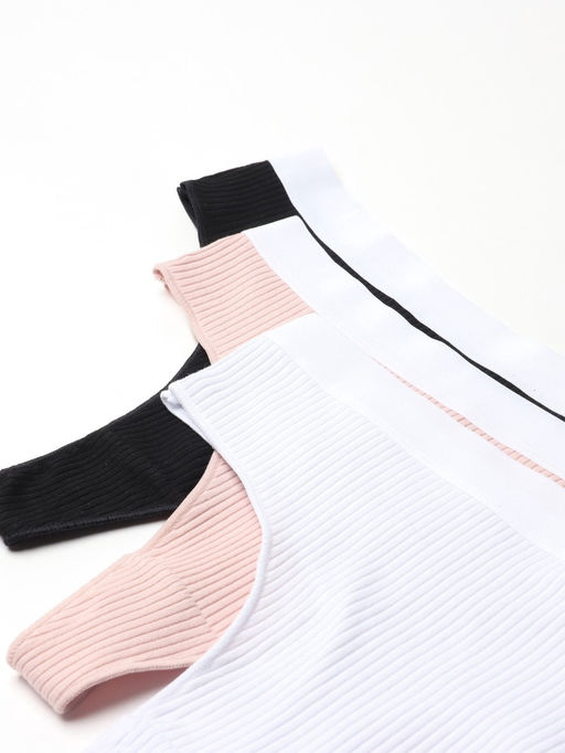 Набор трусов бразилиана MINAKU рубчик размер 44-46 (белый, бежевый, чёрный) 3 шт.