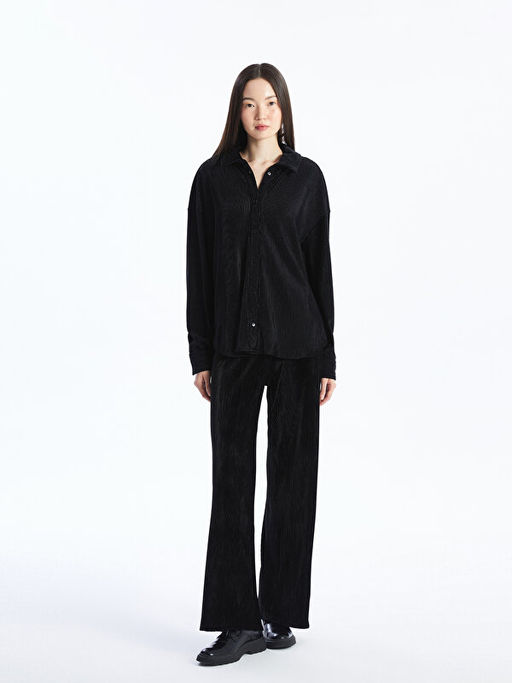 Beli Lastikli D?z Geni? Pa?a Kad?n Pantolon