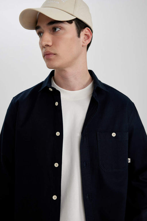 Рубашка из тенселя с длинным рукавом стандартного кроя - Defacto фото 4