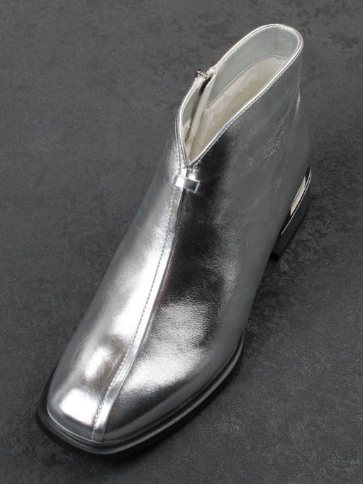 01-B50B-96C GREY/SILVER Ботинки демисезонные женские (натуральная кожа, байка)