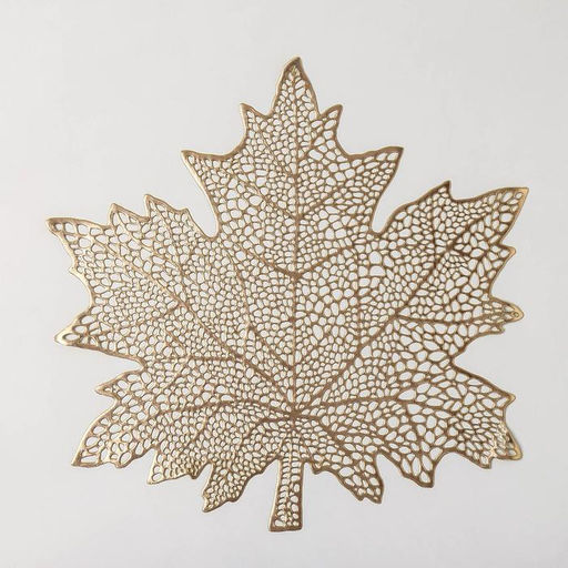 Набор салфеток сервировочных на стол Доляна Кленовый лист, 4 шт, d=38 см, цвет золотой  фото 3