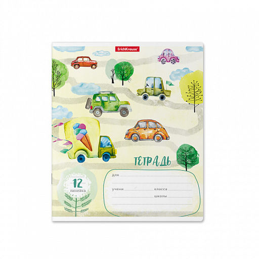 Цена за 280 шт. Тетрадь школьная ученическая ErichKrause Автопарк, 12 листов, линейка (в плёнке по 10 шт.) фото 7