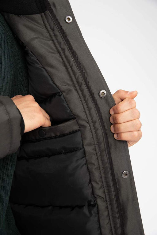 Водоотталкивающее пальто обычного кроя с капюшоном - Defacto фото 8