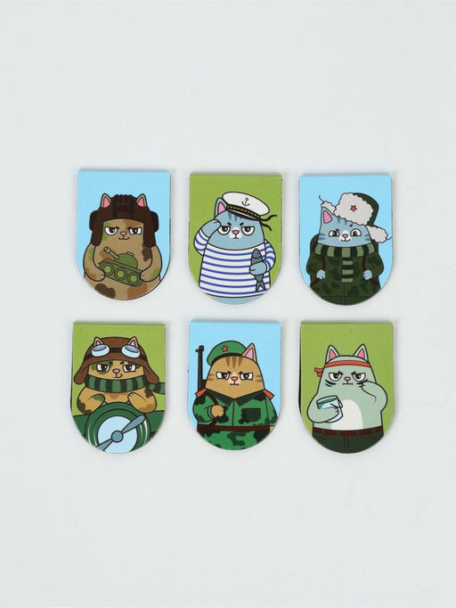 Цена за 2 шт. Закладки магнитные для книг, 6 шт "С 23 февраля"