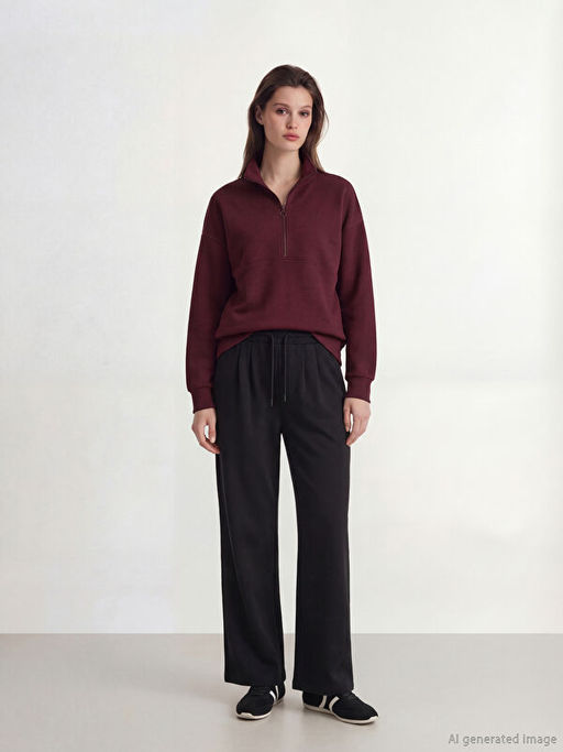 Dik Yaka Soft Touch Kad?n Sweatshirt Tunik