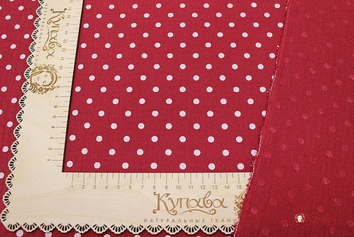 Муслин двухслойный с эф.жатости Горох на бордово-красном, ш.1.4м, хлопок-100%, 120гр/м.кв - Купава фото 6