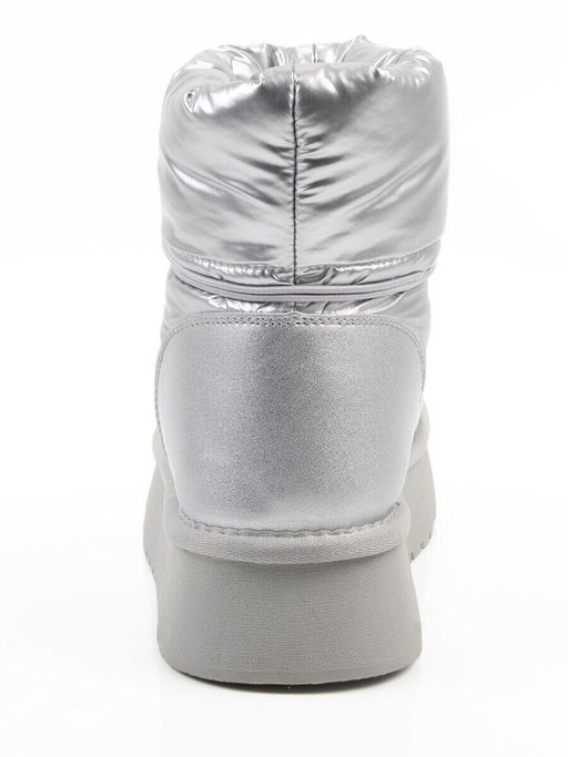 04-WA003-2M GREY/SILVER Ботинки зимние женские (натуральная кожа, курточная ткань, 100% шерсть)