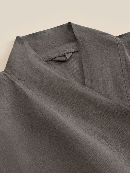 Халат женский короткий SL HOME Graphite, размер 44-52, лён 100%, графит