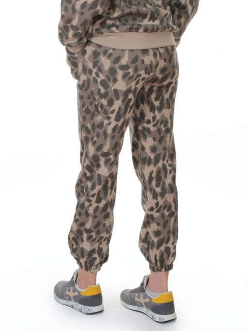 869-3 BEIGE/LEOPARD Костюм спортивный зимний женский (95% хлопок, 5% полиэстер)