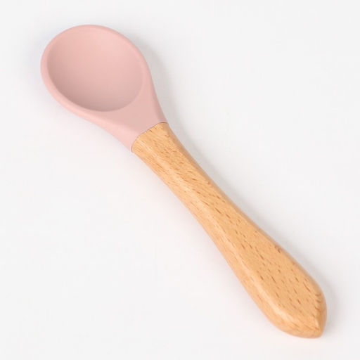 Тарелка детская на присоске M&B, ложка, силикон, пыльная роза